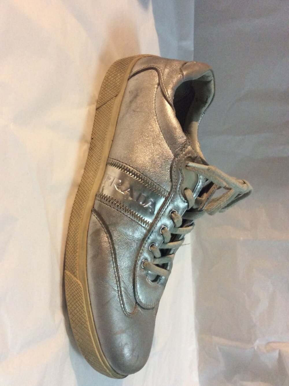 Prada Sport Vintage Metallic Gold Sneakers Size 38